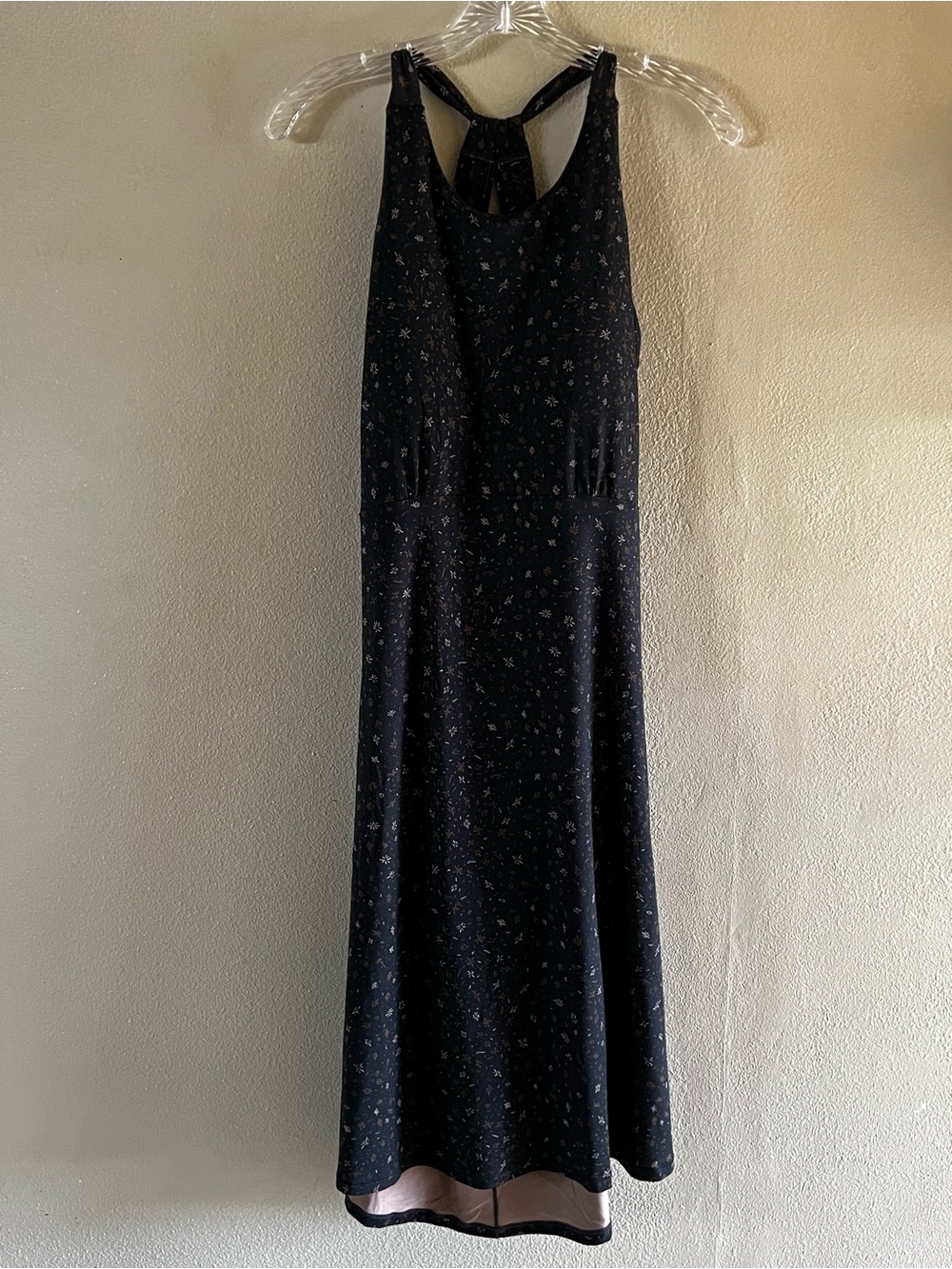 Prana Black Floral Racerback Maxi Dress